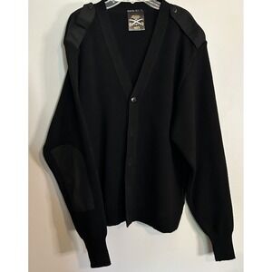 Military Equipment Cardigan Men's 42R Black Wool Blend Elbow Patch Great Britain